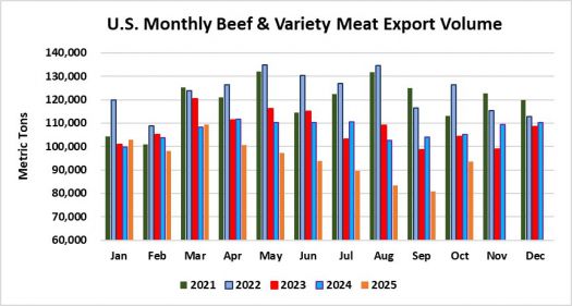 Monthly Beef & Variety Meat Export Volume_October 2025